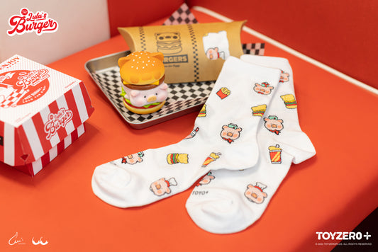 LULU THE PIGGY BURGER - SOCKS (WHITE)